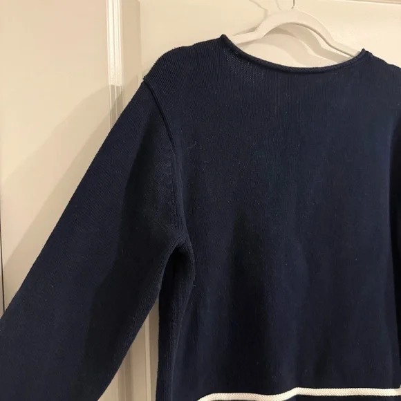 Vintage Liz Claiborne Anchor Nautical Knit Pullover Sweater-Navy Blue - Picture 10 of 12